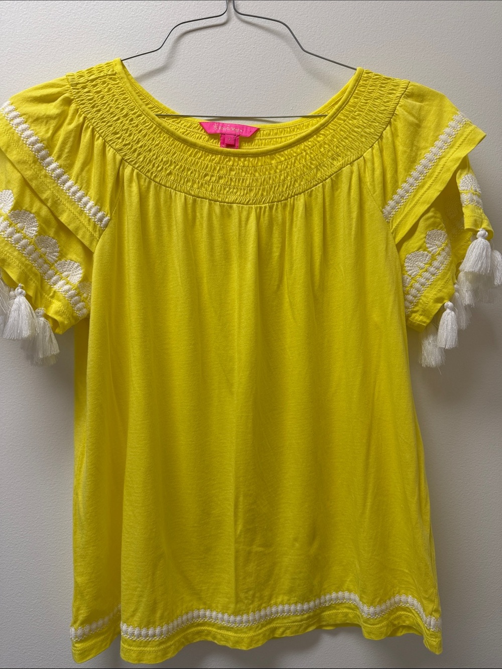 Lilly Pulitzer Sunny Yellow Tassel Sleeve Blouse
